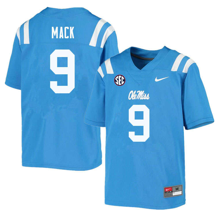 Men #9 Brandon Mack Ole Miss Rebels College Football Jerseys Sale-Powder Blue